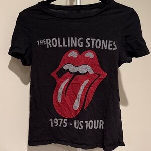 The Rolling Stones Black Shirt with Red and Gray Tongue Logo